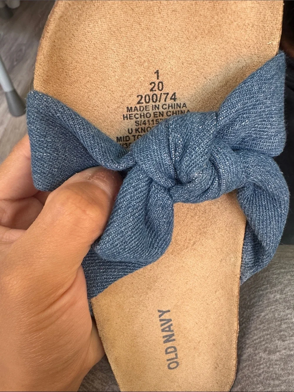 Old Navy Denim-Style Knot Slide Sandals in Blue